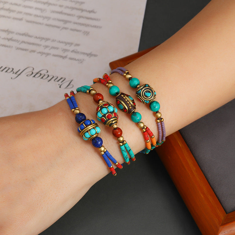 Wholesale Tibetan Retro Nepalese Braided Bell Bracelet